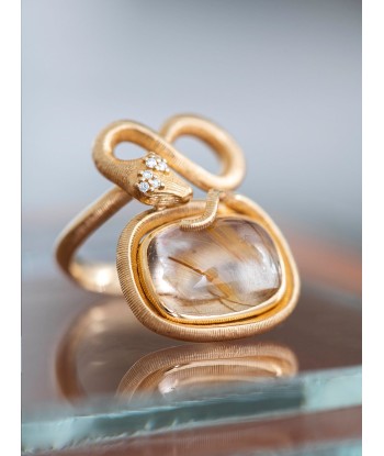 SNAKE RING 18K RUTILE QUARTZ en stock