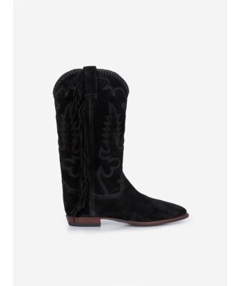 BOTTES SANTIAG FRINGE EN SUEDE BLACK de la marque